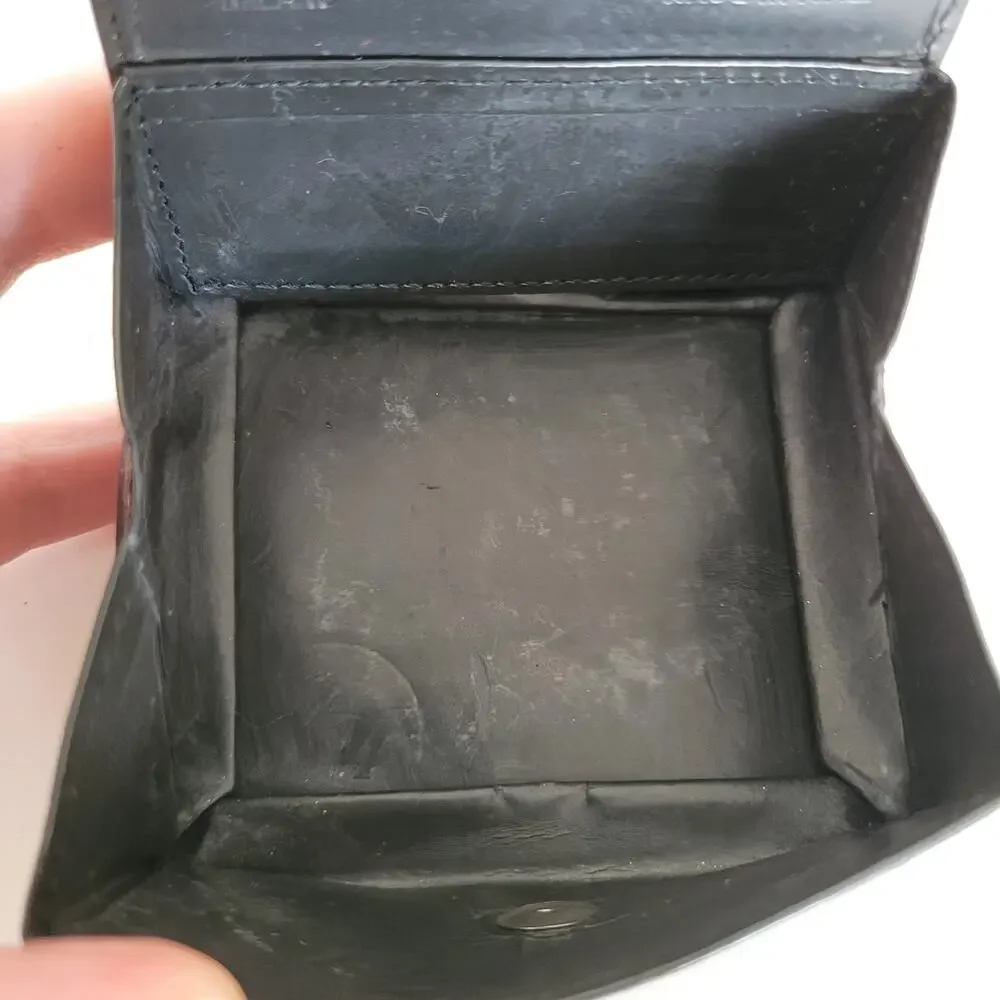 Prada Wallet Black Nero Coin Case Holder Pouch Leather Compact Mini Vintage Retr
